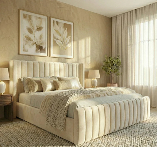 Winged upholstered bed - bed, frame
