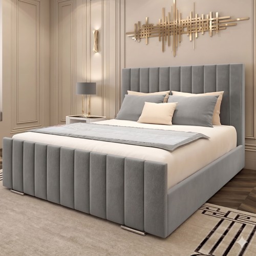 Panel upholstered bed - upholstered, frame
