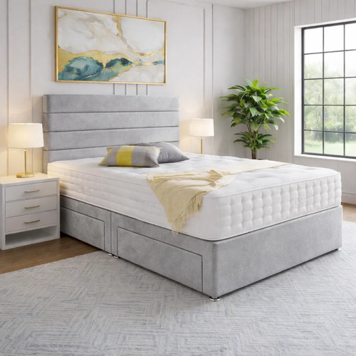 Plush divan bed set - bed, with