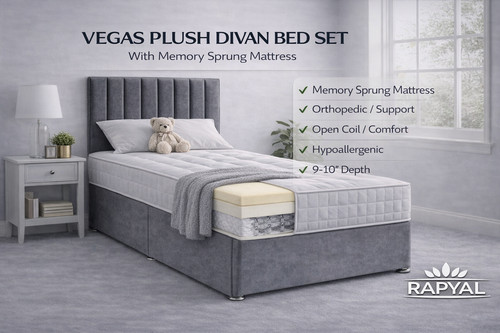 Single divan bed set - bed, 3ft